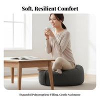 Minimalist Design Upholstered Round Pouf Soft material Cover Upholstered Round Ottoman Multi-Functional Small Stool space-efficient Size for Apartment Dwellers, homeowners, Children, Living Room, Balcony, Bedroom, Entryway