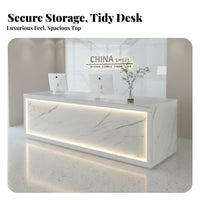 Modern Reception Desk Sturdy Construction Company Front Desk Wide Countertop Modern Checkout Counter for Receptionists, Retail Store, Boutique, Lobby
