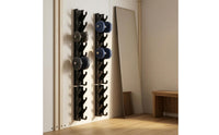 Staggered Dumbbell Storage Rack Vertical Panels Wall Dumbbell Rack Metal Unrestricted Weight Holder Black for Home Fitness