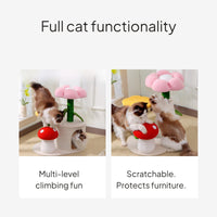 Cat Tree Condo with Flower Mushroom Sisal Scratching Post