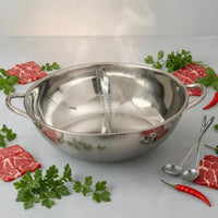 Split Hot Pot Silver Polished Yin Split-Broth Pot Double Handle Cookware