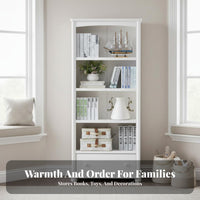 Multi-Tier Bookcase Minimalist Sleek White Multi-Tier Shelving Unit Available with Drawers or Doors Storage Furniture for Parents, Study Room, Bedroom