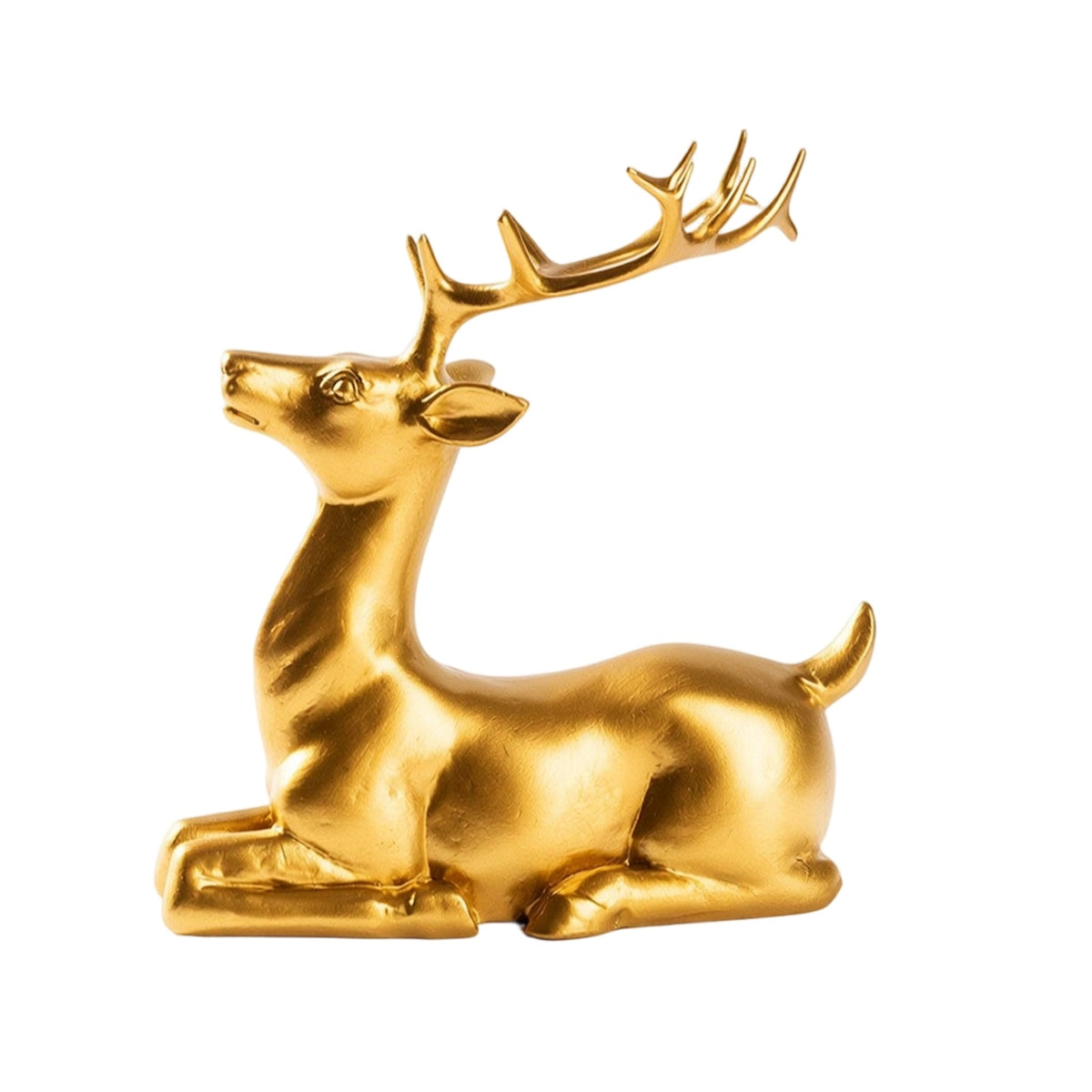 Deer Statue with Antlers Glossy Deer Figurine Tabletop Decor for Living Room, Entryway