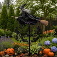 Spooky Witch Wind Wind Spinner Kinetic Wind Wind Spinner with Witch Topper Whimsical Halloween Lawn Ornament Fantasy for Decorators