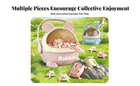 60 Pieces Storage Box Rabbit-Shaped Toy Figure Curved Handle Press-and-Rebound Rabbit Gift-Ready Kids Playthings