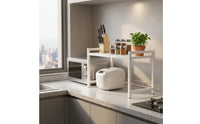 Countertop Microwave Shelf Expandable Microwave Oven Rack No Drill Oven Organizer Rack