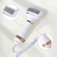 2-in-1 Pet Grooming Dryer Brush Adjustable Temperature Dog Hair Dryer with Brush Portable Cat Grooming Blower Fast-Drying for Dogs