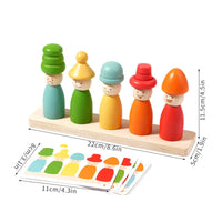 Wooden Matching Toy with Peg Dolls Sensory Toy with Picture Cards Creative Wooden Peg Dolls for Classroom