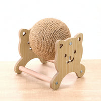 Cat Scratching Toy with Sisal Ball Natural Wood Cat Scratching Ball 360° Rotating Rolling for Cats, Pet Corner, Home