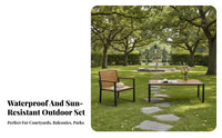 Weather-Resistant 4-Person Slatted Table and Chair Combo sturdy Construction Patio Dining Set Easy to Clean externaldoor Furniture Quick Drying for Entertainers, Homeowners, Cafe Owners, Balcony, Garden, Backyard, Deck