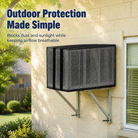 cooling unit Covers for Outside, Black Mesh cooling unit Cover Outdoor, Breathable Rectangular cooling unit Cover with Straps