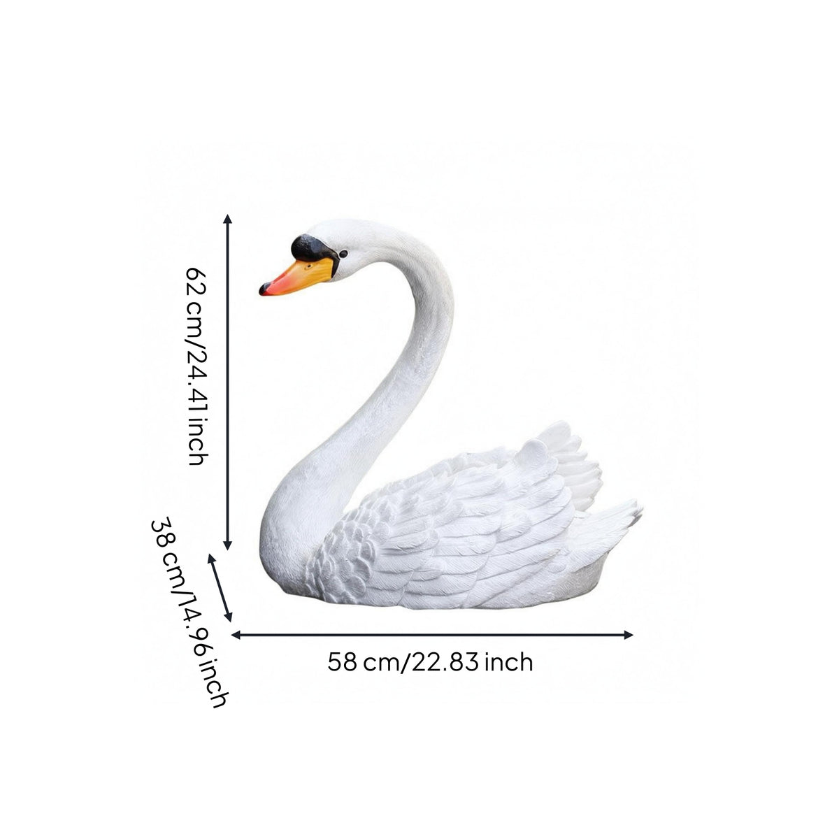 Buoyant Swan Sculpture Curved Neck Swan Pond Ornament Decorative Garden Decor for Pool