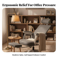 Lumbar Support Ergonomic High-Back Recliner with Footrest Adjustable Headrest Ergonomic Reclining Chair with Footrest Office Furniture for Executives, Remote Workers, Students, Napping, Study Room, Gaming Setup
