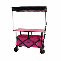 Foldable Utility Cart with Table Sets Up in Seconds Street Vending Cart Folding Vendor Stall Sturdy Construction for Camping