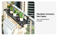 Space-Saving Railing Planter Holder Adjustable hangers Railing Planter Basket Anti-Rust Coating Plant sturdy construction Load-Bearing for Apartment Dwellers, Homeowners, Home Decorators, Balcony, Fence, Patio, window ledge