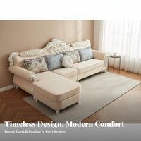 Corner Chaise Lounge Set European Design Living Room Furniture Tufted Backrest Sectional Sofa for Apartment Dwellers, Lounging Area, Home Entertaining