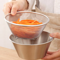 2 Pieces Perforated Mesh Strainer Bowl Smooth Edges Draining Bowl Set Silver Finish Fine Mesh Colander