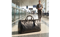 Large Duffel Bag with Shoe Compartment Crossbody Leather Travel Duffel Zippered Leather Weekend Bag Adjustable for Travelers