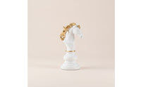 Chess Knight Figurine Resin Chess Knight Sculpture Horse Head Sculpture Tabletop Ornament Gold-Toned for Collectors, Shelf