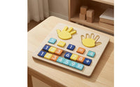 Removable Tiles Finger Arithmetic Board Recessed Slots Finger Counting Board Colorful Wooden Counting Toy for Children