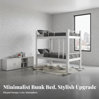 Bunk Bed No Box Spring Needed Metal Bunk Bed Full-Length Guardrails for Students, Adults, Dorm Room Quarters, Small Apartment