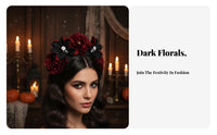 Skull Flower Headband Realistic Flowers Skull Flower Hairband Halloween Floral Headdress Universal Fit for Masked Festivity