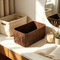 European Style Dark Coffee PP Rattan Woven Storage Basket