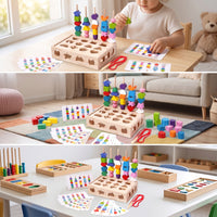 Child-Centered Shape Matching Board with Cards Stacking Wooden Sorting Board Educational Shape Sorter Sensory for Toddlers