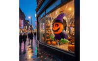 Whimsical Inflatable Ghost with Witch Hat Cute Halloween Inflatable Ghost Adorable Decoration Playful for Homeowners, Retailers, Window Display, Storefront, Indoor