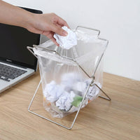 Foldable Trash Bag Stand, Yellow Bag Stand for Camping & Barbecues, Sturdy Wire Garbage Bag Holder, Silver Waste Collector
