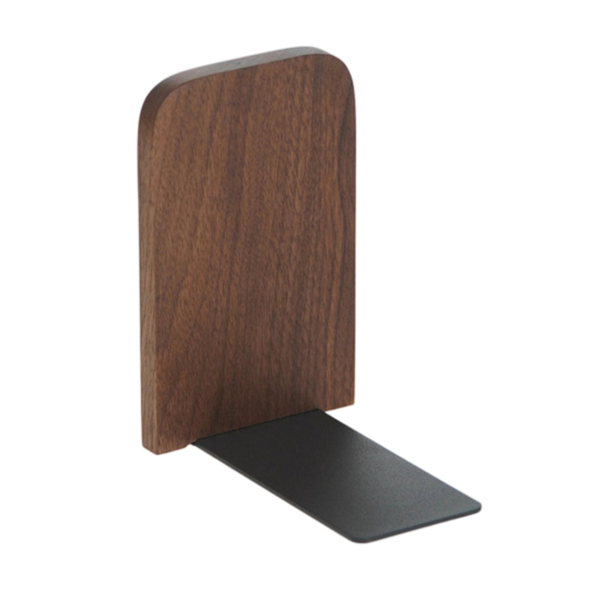 Wooden Bookend with Metal Base Freestanding Desktop Bookend Non Skid Bookcase Bookends for Readers, Students, Desk, Bookshelf, Office