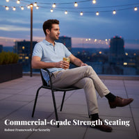 Comfortable Backrest Imitation Rattan Armchair High Back Support Patio Chair Woven Design Outdoor Furniture Sturdy Frame for Homeowners, Couples, Seniors, Balcony, Backyard, Dining Room, Poolside
