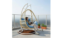 Hanging Chair Indoor Outdoor Use Egg Swing Chair Weather Resistant Freestanding Patio Swing for Couples, Balcony, Courtyard, Living Room