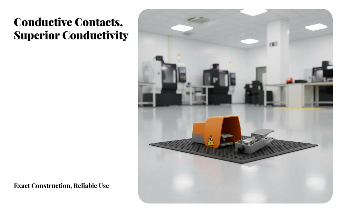 Non-Slip Design Foot Switch Silver Alloy Contacts Foot Pedal Switch Long-Lasting Industrial Power Pedal High Sensitivity for Machinists, Factory Workers, Technicians, Workshop, Assembly Line, Metal Joining Station, Garage