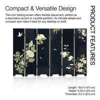 Mini Folding Screen Ornament Wooden, Folding Screen for Desk, Tabletop Divider, Chinese Art Bamboo Folding Screen, Desktop Divider Partition Panel