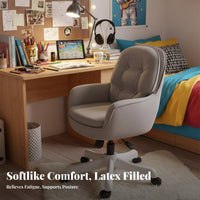 With casters Scalloped backrest rotating Chair Height Adjustable Vanity Stool Shell-Shaped backrestrest Indoor Seating effortless Rolling Casters for Students, Home Office Workers, Beauticians, Bedroom, Dorm Room, vanity area, Salon
