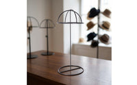 Stainless Steel Hat Display Stand Brushed Metal Hat Stand with Dome Support Minimalist Height Adjustable for Boutiques, Collectors, Dressing Room, Closet