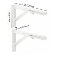 2 Pieces White Finish Folding Shelf Bracket Cold-Rolled Steel Fold-down Shelf Bracket Foldable Mounting Brace Space Saving