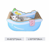 Bathtub Cat Scratcher Multifunctional Bathtub Shaped Cat Nest Comfortable Rest Place Curved Shape Scratching Board for Kittens