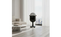 Large Capacity Space Capsule Waste Bin Transparent Lid High-Leg Trash Can Mobile with Wheels Pedestal Garbage Can Creative Design for Living Room, Bedroom, Kitchen, Office