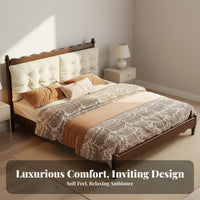 French Retro Bed Quiet Noiseless Design Solid Wood Double Bed Thickened Wide Slats for Couples