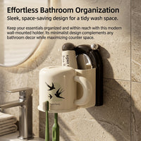 Wall Mounted Toothbrush and Cup Organizer, Suction Holder with Mouthwash Storage for Adults, Wash Set