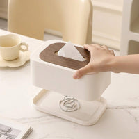 Tissue Box with a Wooden Lid for Home Office and Living Room, Rectangular Tissue Box Holder, Floating Lid Design for Boxes of Tissues