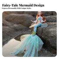 Mermaid Princess Doll 11 Movable Joints Aquatic Tail Princess Toy Articulated Mermaid Doll Three-Dimensional Realistic Eyes