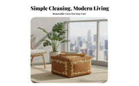 Moroccan Design Upholstered Pouf Removable and Washable Cover Embroidered Pouf Cube Multi-Functional Floor Seating Decorative Accent for Homeowners, Interior Decorators, Living Room, Balcony, Reading Nook, Playroom