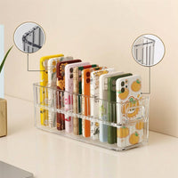 Phone Case Organizer Clear Phone Case Holder Divider Tray Transparent Multi-Slot for Collectors, Desk, Drawer