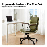 Height Adjustable Armless rotate Chair with casters Retro Design Computer Seat Rolling Casters Office Furniture Padded padding for Home Workers, Students, Adults, Study Room, Bedroom
