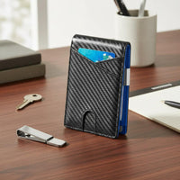 Electronic Security Blocking Carbon Fiber Bifold Wallet Long-Lasting Slim Bifold Wallet Lightweight Front Pocket Card Holder