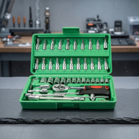 46 Pieces 46 Piece Ratchet and Socket Set Non-Slip Grip for DIY Enthusiasts