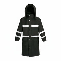 With Hood Reflective Safety Raincoat Heavy Duty High Visibility Rain Coat Long-Lasting Long Raincoat Wear-Resistant for Workers, Construction Sites, Commuting